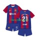 Camisola FC Barcelona Frenkie de Jong 21 Criança Equipamento Primeiro 2023-2024 Manga Curta